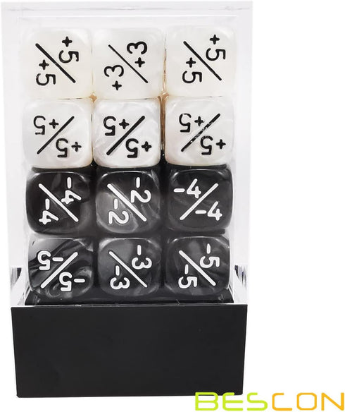 36pcs 12mm Positive and Negative Dice Counters Set, Small Token Dice Loyalty Dice Compatible with MTG, CCG, Card Games...