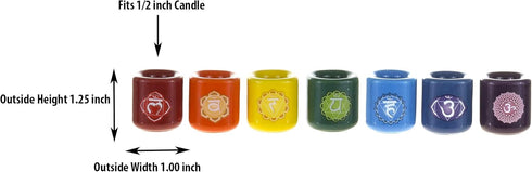 Mega Candles 7 pcs Ceramic 1/2 Inch Diameter Chakra Chime Ritual Spirtual Energy Spell Candle Holders - Assorted Colors...