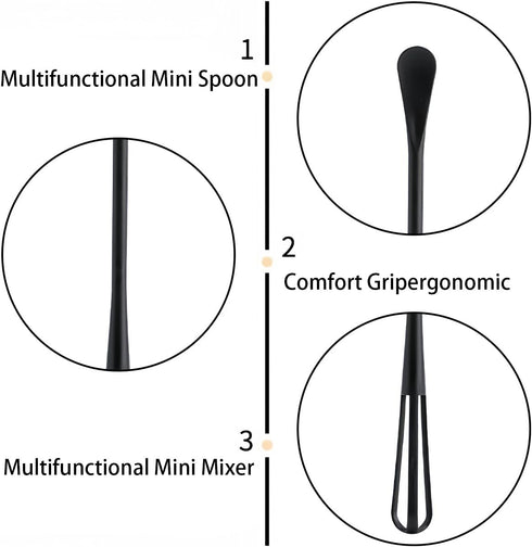 8 PCS Multifunctional Mini Whisk Mini Spoon Small Whisks 2 in 1 Whisk Utensil Mini Sugar Spoon Silcone Whisks Set Non Scratch Coated Kitchen Whisk...
