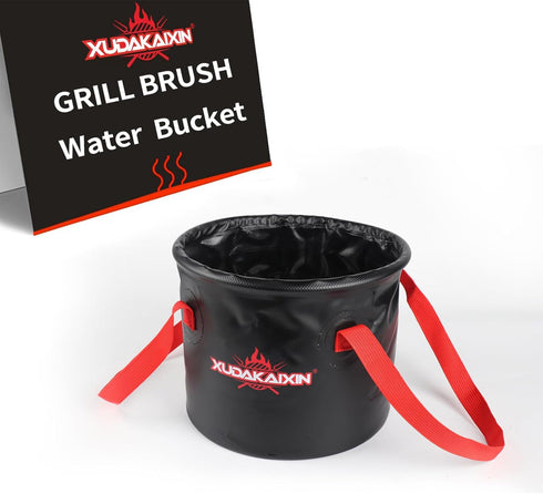 Grill Brush Collapsible Water Bucket, Perfect Partner for Steam Grill Brush (Only Water Bucket No Grill Brush)-Black...