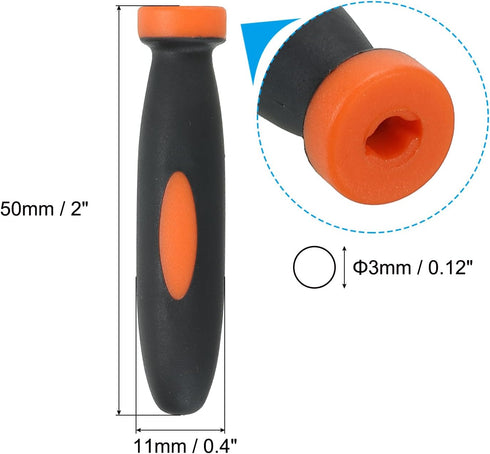 PATIKIL 2 Inch Rubber File Handle, 5 Pack File Cutting Tool File Round Handle Replacement Accessories for 0.12" Diameter Round Handle File, Orange...