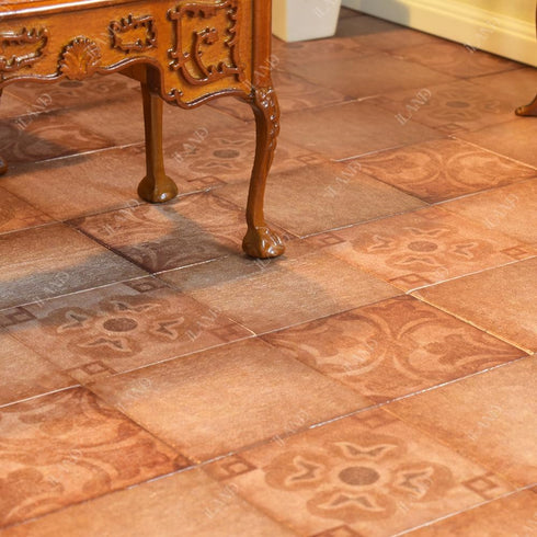 iLAND Dollhouse Flooring on 1/12 scale 1/6 scale, Miniature Dollhouse Accessories, 30pcs Double-Sided Dollhouse Floor Tiles (Classical Inlays & Ma...