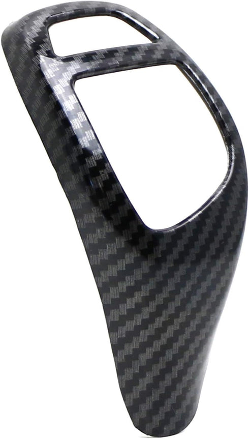 iJDMTOY Glossy Black Carbon Fiber Pattern Shift Knob Cover Shell Compatible with BMW Fxx 2 3 4 5 6 Series X3 X4 X5 X6 Performance Sports Shifter...