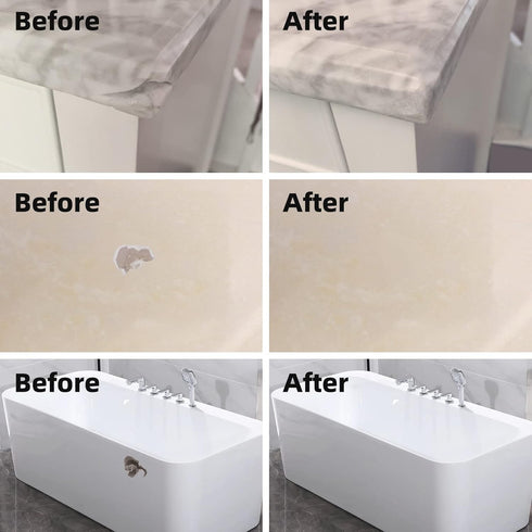 Tile and Granite/Marble Repair Kit, Porcelain Stone and Quartz Countertops Repair Kit for Chips Dents Cracks Holes Scratchs, Fix Chipped Edges Cor...