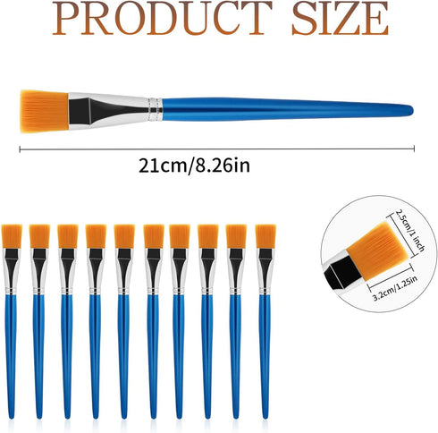 10Pcs 1 inch Flat Paint Brushes for Acrylic Painting Watercolor Quality Synthetic Artist Paint Synthetic Paint Brushes with Wooden Handle for Wate...