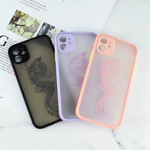 Ownest Compatible for iPhone 11 Case for Clear Fashion Animal Dragon Cartoon Pattern Frosted PC Back 3D and Soft TPU Bumper Protective Silicone Sh...