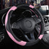 Istn Men's Sport Style Contrast Color Non-Slip Sweat Good Breathable PU Leatherette 15 inch Car Steering Wheel Cover Pink...