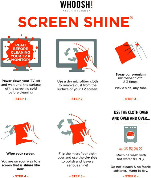 WHOOSH! Screen Cleaner Spray and Wipe - 1 fl oz + 1 Microfiber Cleaning Cloth - Travel Size Lens Cleaner for Car, Computer, Laptop, iPad, MacBook,...