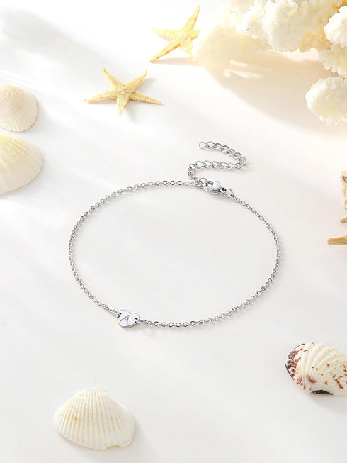 FaithHeart Initial Ankle Bracelets for Women, 18K Gold Plated Stainless Steel Waterproof Anklet with Initials for Women Dainty Anklets Summer Jewe...