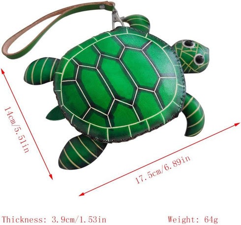 1 Pcs Leather Zipper Coin Purse Turtle Shaped Wallet, Wrist Bag,Hand Bag,Coin Organizer, Change Holder,Card Case, Mini Leather Zipper Storage Bag ...