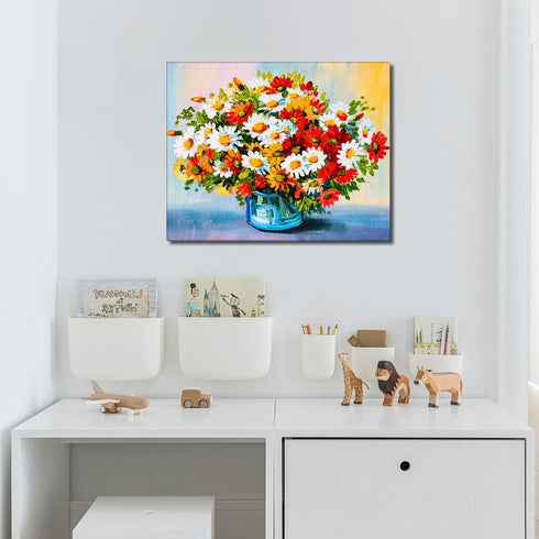 TUMOVO Paint by Number for Adults Daisy Paint by Numbers for Adults Beginner with Brushes and Acrylic Pigment Vase Adult Paint by Number Kits on C...
