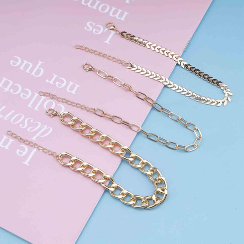 Bohemian Layered Anklet Gold Paperclip Chain Ankle Bracelet Fishbone Chain Anklets Adjustable Chunky Anklet Summer Beach Foot Chain Jewelry for Wo...