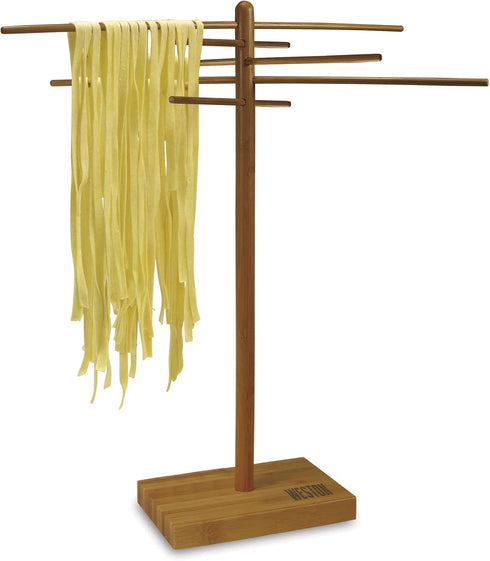 Weston Bamboo Pasta Drying Rack (53-0201), 10 Drying Arms, 16" Tall, 14" Wide, Stores Flat...