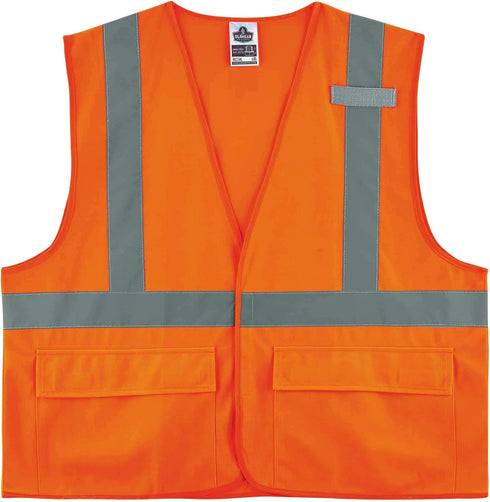 Ergodyne Unisex - H+l Class 2 Standard Solid Vest H L, Hook & Loop Orange, 4X-Large-5X-Large US...