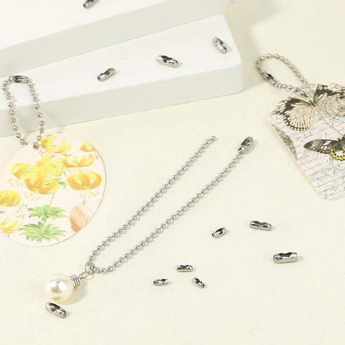 100Pcs Ball Chain Connector Silver Beaded Chain Fits for 1.5/2.0/2.4/3.2mm Beaded Ball Chain Jewelry Making Accessories Clips for DIY Crafts...