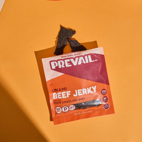 PREVAIL Umami Grass-Fed Beef Jerky | SOY FREE | 100% Grass-Fed | Gluten Free Snacks | High Protein Snacks | Free of Preservatives | No GMO's | Pac...