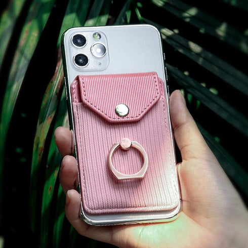 Card Holder & Ring Stand for Smartphones, Stick-on Wallet for iPhone & Android, Adhesive Credit Card Sleeve...