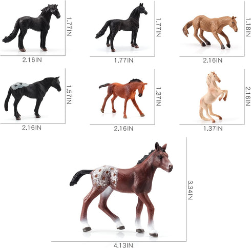 Mini Horse Toys Figurines Set 7PCS Plastic Horse Stable Playset for Girls Small Horse Figures Christmas Birthday Gift Educational Toy for Toddlers...