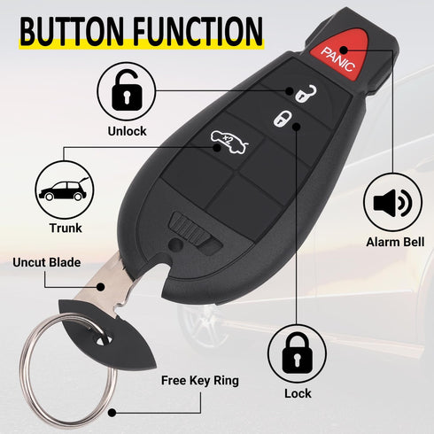 Key Fob Entry Remote Control Key Compatible with Chrysler 300, Dodge Charger, Dodge Challenger, Dodge Magnum, Replacement for M3N5WY783X IYZ-C01C,...