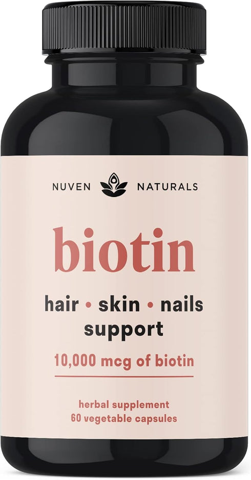 Hair Vitamins - Biotin 10000 mcg with Vitamin A, E, C, D & Adaptogens to Support Hair, Skin & Nails - Biotin Supplement for Health & Growth | Vega...