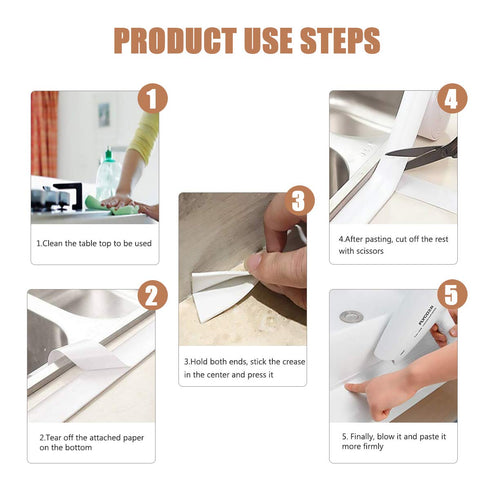2 Pack Caulk Tape,Bathroom Corner Caulking Tape,Self-Adhesive Sealing Tape Used for Kitchen Sink,Toilet, Bathroom Bathtub, Tub Floor Wall Edge Pro...