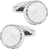 Round Polished Stone Cufflinks for Men Lady In Gift Case Classic Silver Gemstone Men's Cufflinks Jewelry Set for Wedding Anniversary Business Part...