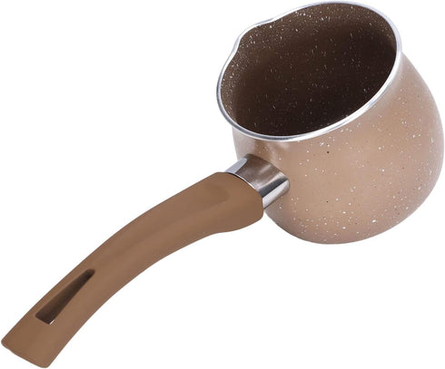 Butter Pot, Saucepans Aluminum Alloy Cooking Pot for Coffee Butter Chocolate Nonstick Milk Pan 8cm Dia Single Handle(brown)...