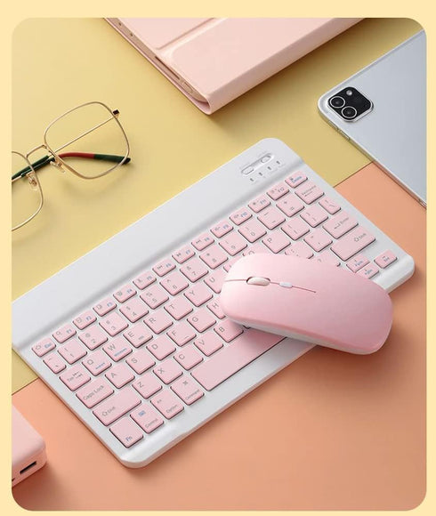 Bluetooth Wireless Keyboard and Mouse Combo,Ultra-Slim Ergonomic Small Rechargeable Bluetooth Keyboard Mouse Set for Apple iPad iPhone Samsung Tab...