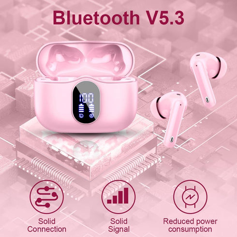 Wireless Earbuds Bluetooth 5.3 Headphones Bass Stereo Ear Buds with Noise Cancelling Mic LED Display in Ear Earphones IP7 Waterproof 36H Playtime ...
