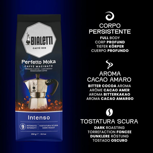 Bialetti Perfetto Moka Café Moulu Intenso (Strong) Dark Roast 250 g...