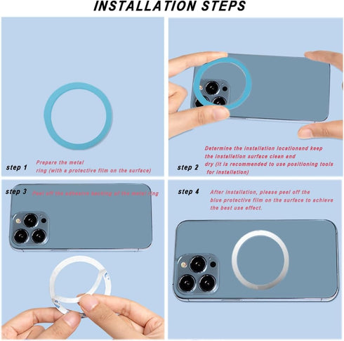 6 Pcs Universal Metal Rings Sticker Compatible for Magsafe Magnetic Wireless Charger iPhone 15 14 13 12 Pro Mini Max Galaxy, Ultra-Thin Car Charge...