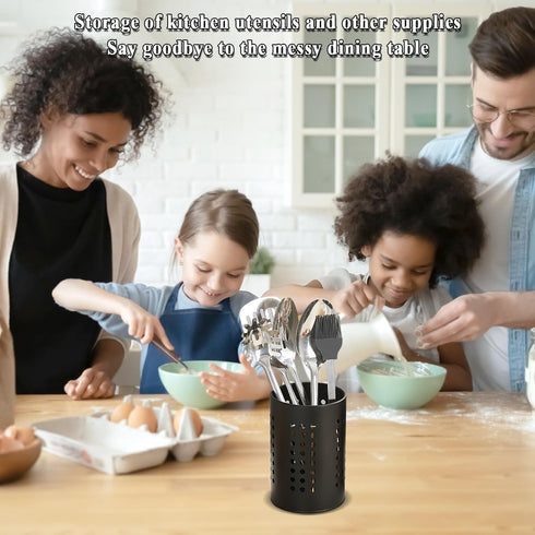 Kitchen Utensils Holder for Countertop Pack of 2, Stainless Steel Black Utensils Caddy, Farmhouse Stylish Organizer and Kitchen Decor Utensil Croc...