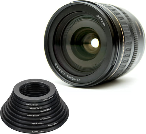 PATIKIL Step Down Rings Set, 9 Pack 82-77mm 77-72mm 72-67mm 67-62mm 62-58mm 58-55mm 55-52mm 52-49mm 49-37mm Filter Adapter Ring for Camera Lenses,...