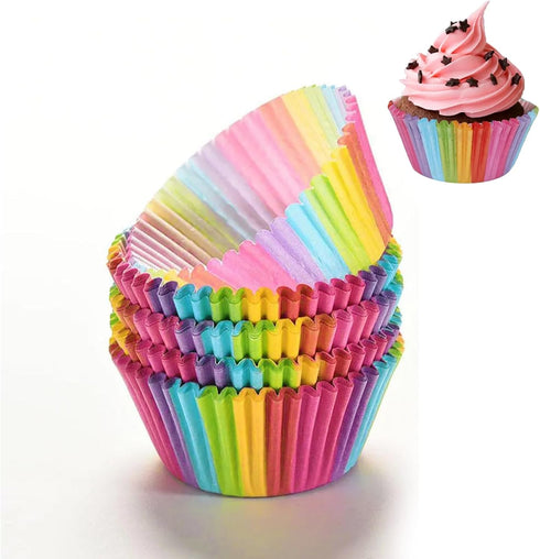 Rainbow Standard Cupcake Liners 200 Pcs:Rainbow Cupcake Muffin Liners No Smell Food Grade Grease-Proof Paper Baking Cups...