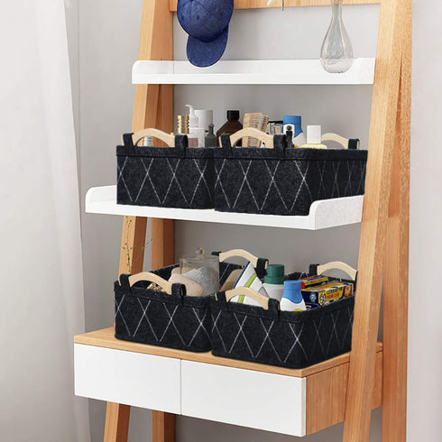 Small Baskets Collapsible Storage Bin Fabric Organizer for Shelves Underwear Socks Bra Towel Toiletry Baby Products Empty Gift Basket Dark GRAY...