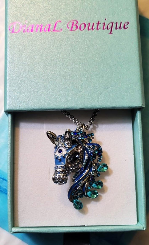 Horse Pendant Necklace 24 inches Chain Gift Boxed Fashion Jewelry...