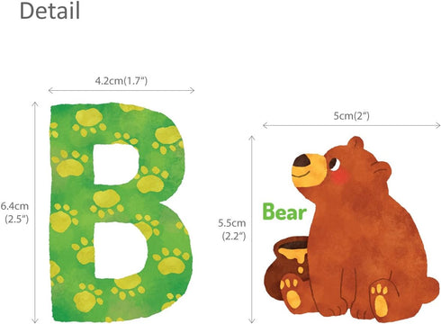 DECOWALL DS-8003 Watercolour Animal Alphabet Kids Wall Stickers Wall Decals Peel and Stick Removable Wall Stickers for Kids Nursery Bedroom Living...
