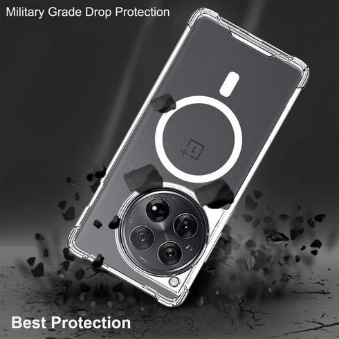 for OnePlus 12 Case Clear Compatible with MagSafe - Built in Strong Magnetic Airbag Military Grade Protection Anti-Yellowing Phone Cover for One P...