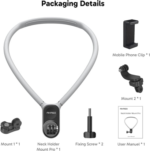 AKASO Magnetic Neck Mount Holder, Vlog Action Camera Accessories Compatible with GoPro Hero12/11/10/ 9/Max EK7000/Brave 4//DJI Osmo Action/Smart P...