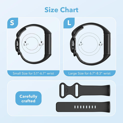 2 Pack Waterproof Bands Compatible with Fitbit Charge 5 / Fitbit Charge 6 for Women Men, Classic Soft Sports Replacement Wristbands for Women Men ...