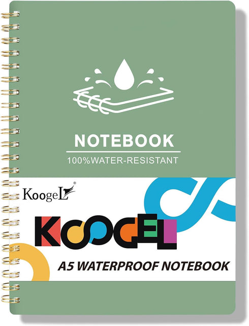 Koogel Spiral Notebook A5, Waterproof Notepad Ruled Notebook 60 Sheets Stone Paper All Weather Notebook for School Office Camping Outdoor Activiti...