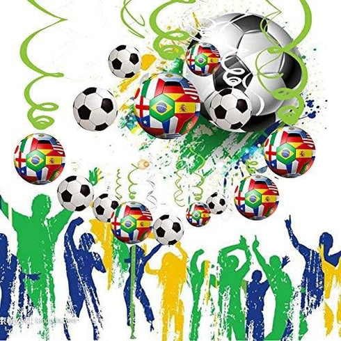 30CT Soccer Hanging Swirl for Soccer Party Supplies Theme Birthday Party Decorations...