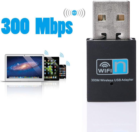 300Mbps USB WiFi Adapter, Wireless LAN Network Card Adapter Stick USB 2.0 Dongle for Desktop Laptop PC Windows 10 8 7 XP MAC OS (Plug-and-Play for...