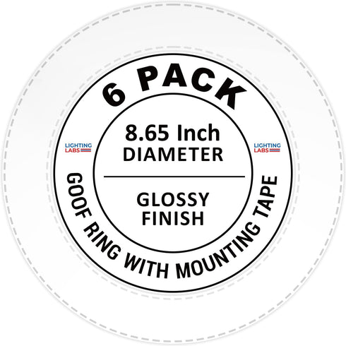 LightLabs Goof Ring Gloss 6 Pack 8.65" Diameter for 6" Cans. Inlcudes Mounting Tape to Fix Drywall Damage for Flush Mount Recessed Down Lights. 6....