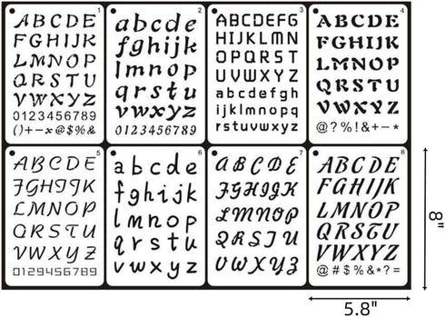 Letter Stencils, 8 Pack, 4 x 8 Inch, Alphabet Stencils, Letter Stencil, Lettering Alphabet Stencil, Stencils, Stencils Letters and Numbers, Letter...
