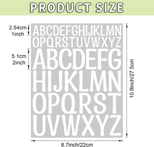 35 Sheet 1820 Pcs White Letter Stickers,2+1 Inch Big Font Alphabet Letter Vinyl Stickers Self Adhesive Waterproof Letters Kit,Mailbox Stickers for...