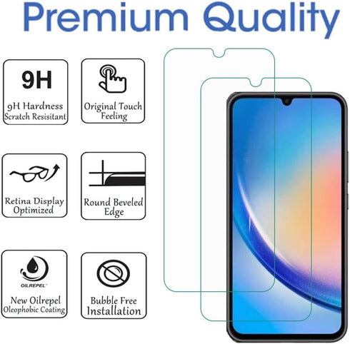 (2 Pack) Designed for Samsung Galaxy A34 5G Tempered Glass Screen Protector 9H Anti Scratch HD Clear Bubble Free...