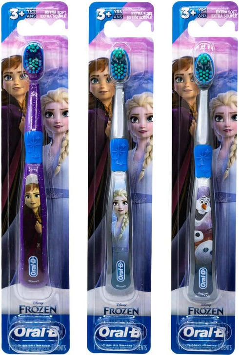 Oral-B Disney Frozen Kids Toothbrush 3+ Years Old Extra Soft Bundle Characters Elsa, Ann & Olaf - Pack of 3...