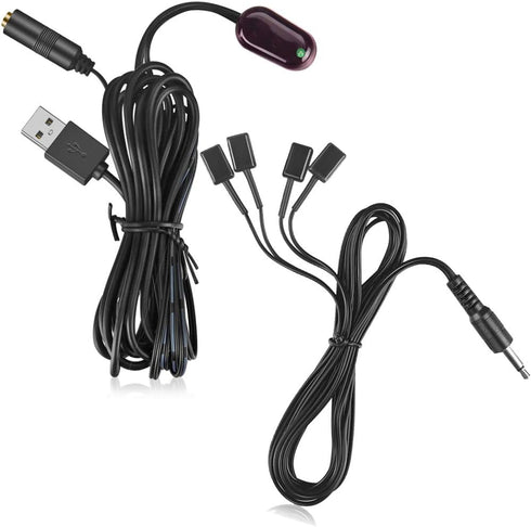 IR Repeater Hidden Infrared Remote Extender System 1 Receiver 4 Emitters Control Kit USB Adapter for Amplifier Cable Box Satellite TV Receiver CD ...