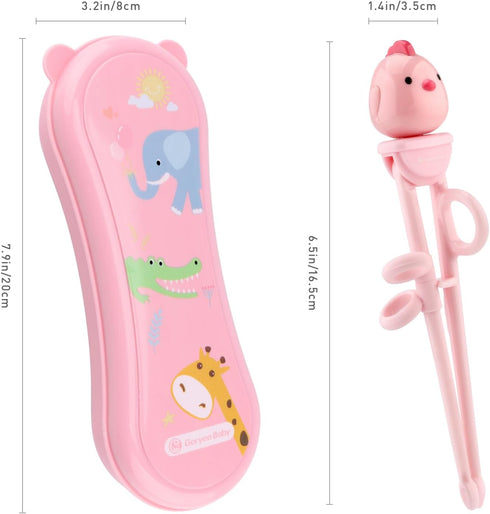 Training Chopsticks for Kids - Use Completely Harmless Material - Anti-dislocation Buckle Design - Includes Portable Box (Pink)...